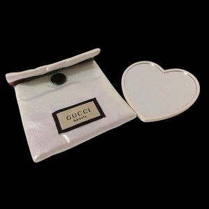 Gucci Beauty Heart-Shaped Compact Hand Mirror W/ Pouch NIP